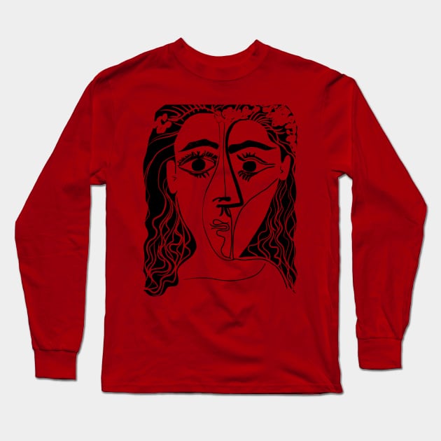 Picasso Woman's head #6 black line Long Sleeve T-Shirt by shamila